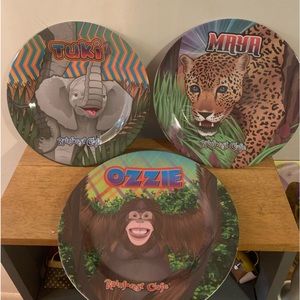 Rain Forest Cafe Plates Set of 3 Ozzie Tuki and Maya 10”